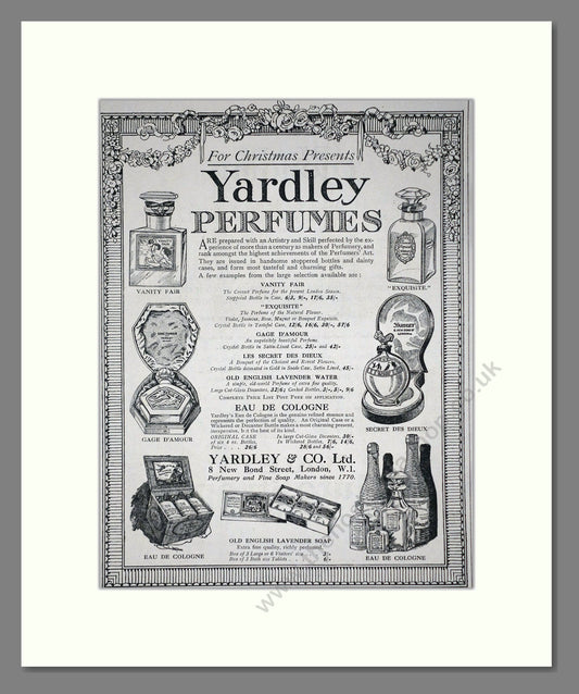 Yardley - Perfumes For Xmas. Vintage Advert 1919 (ref AD66234)
