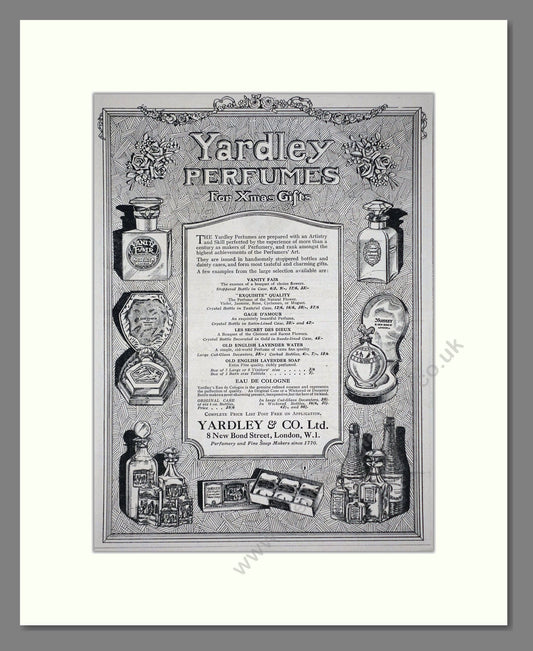 Yardley - Perfumes For Xmas. Vintage Advert 1920 (ref AD66235)