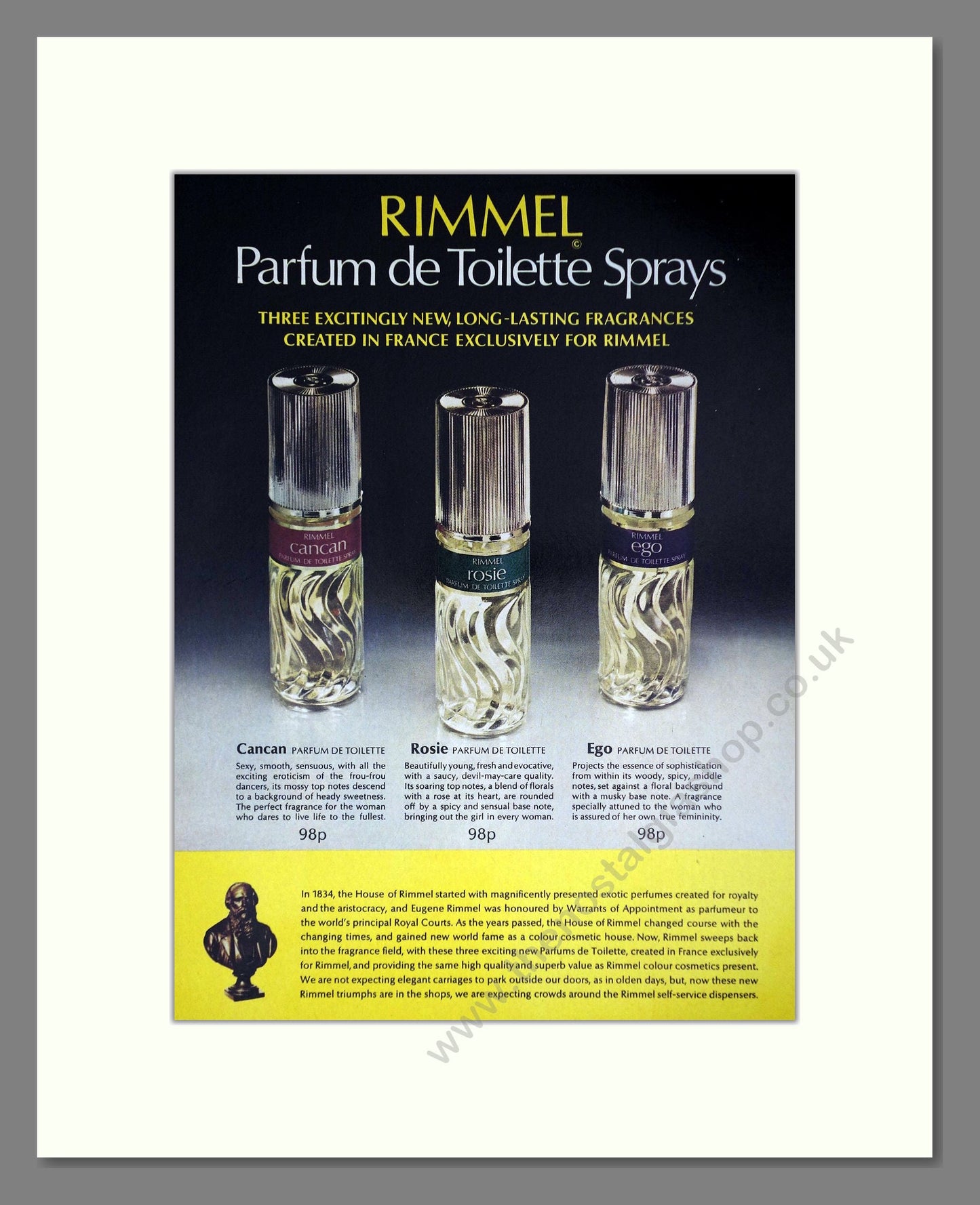 Rimmel - Parfums. Vintage Advert 1976 (ref AD66254)