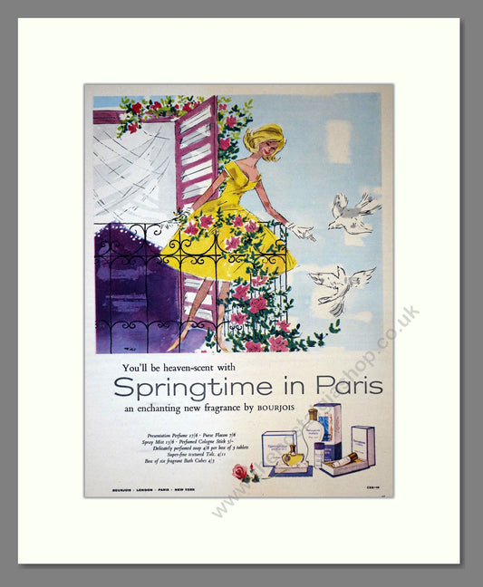 Bourjois - Springtime In Paris. Vintage Advert 1962 (ref AD66312)