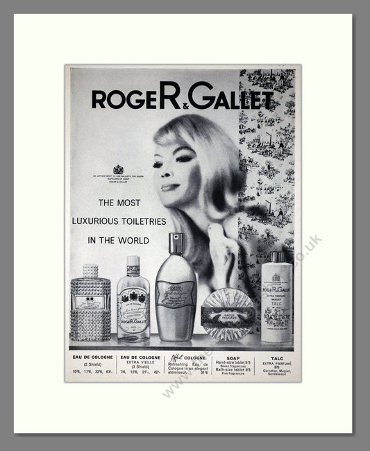 Roger Gallet - Various Toiletries. Vintage Advert 1962 (ref AD66324)