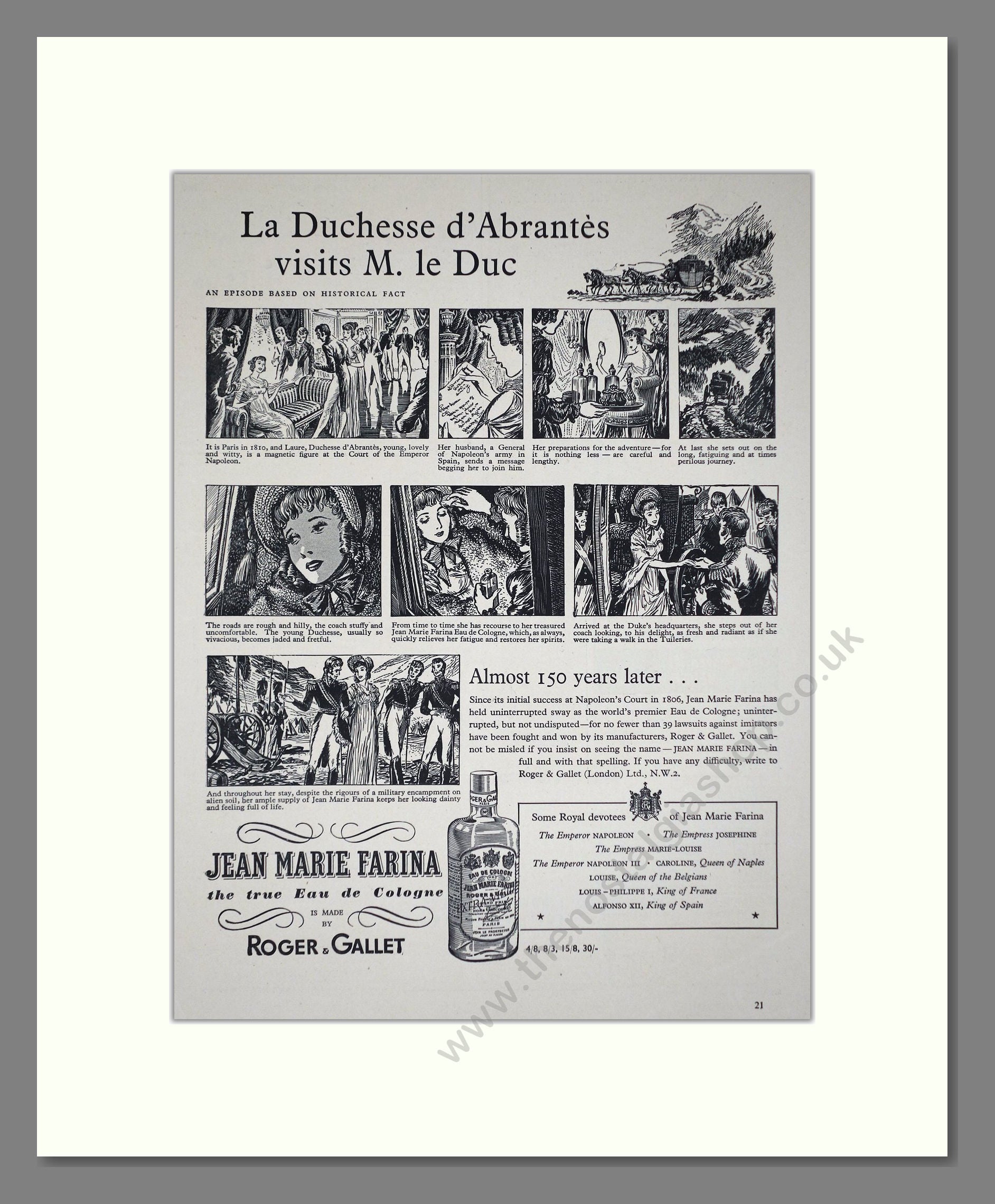Roger Gallet - Jean Marie Farina. Vintage Advert 1950 (ref AD66325)