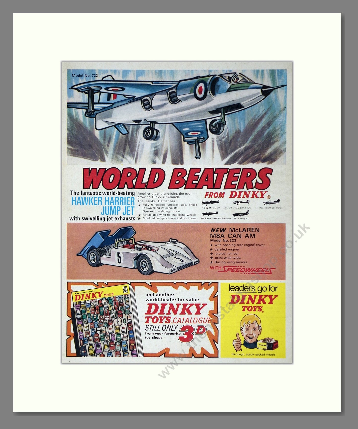 Dinky Toys - McLaren MBA Can Am / Harrier Jump Jet. Vintage Advert 1970 (ref AD65660)