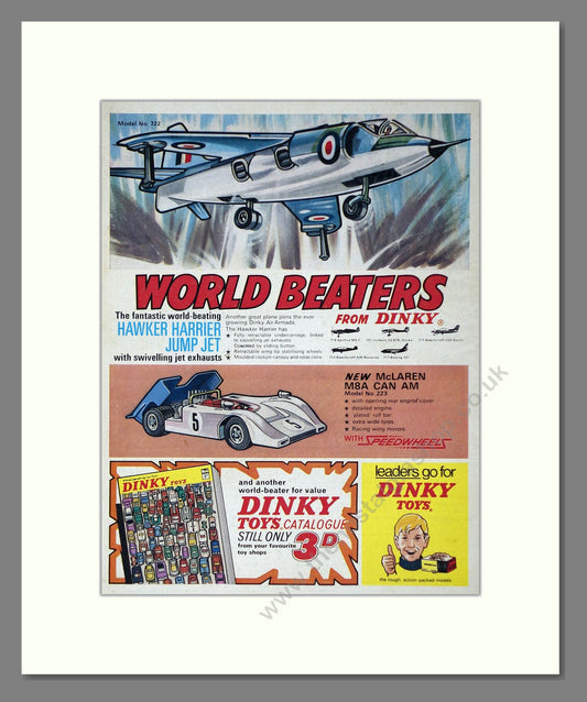 Dinky Toys - McLaren MBA Can Am / Harrier Jump Jet. Vintage Advert 1970 (ref AD65660)