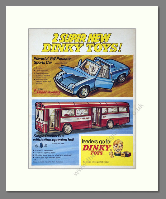 Dinky Toys - VW Porsche / Single Decker Bus. Vintage Advert 1971 (ref AD65662)
