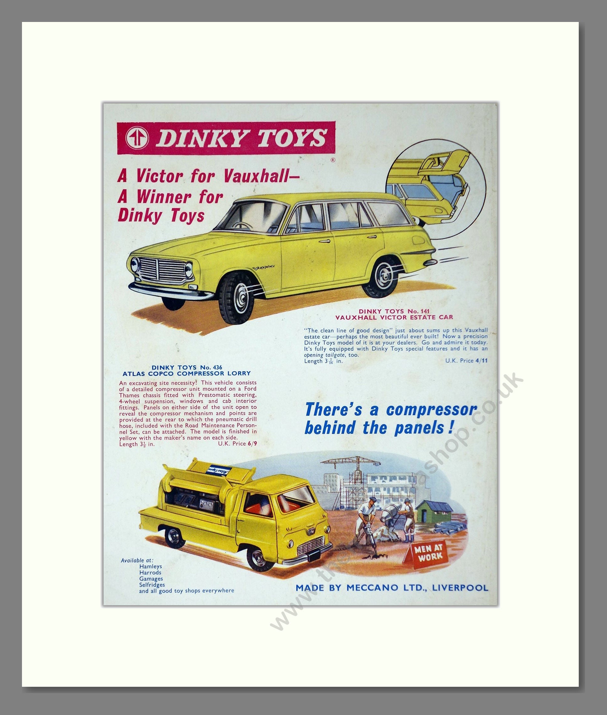 Dinky Toys - Vauxhall Victor / Atlas Copco Lorry. Vintage Advert 1963 (ref AD65670)