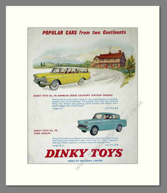 Dinky Toys - Rambler Station Wagon / Ford Anglia. Vintage Advert 1961 (ref AD65676)