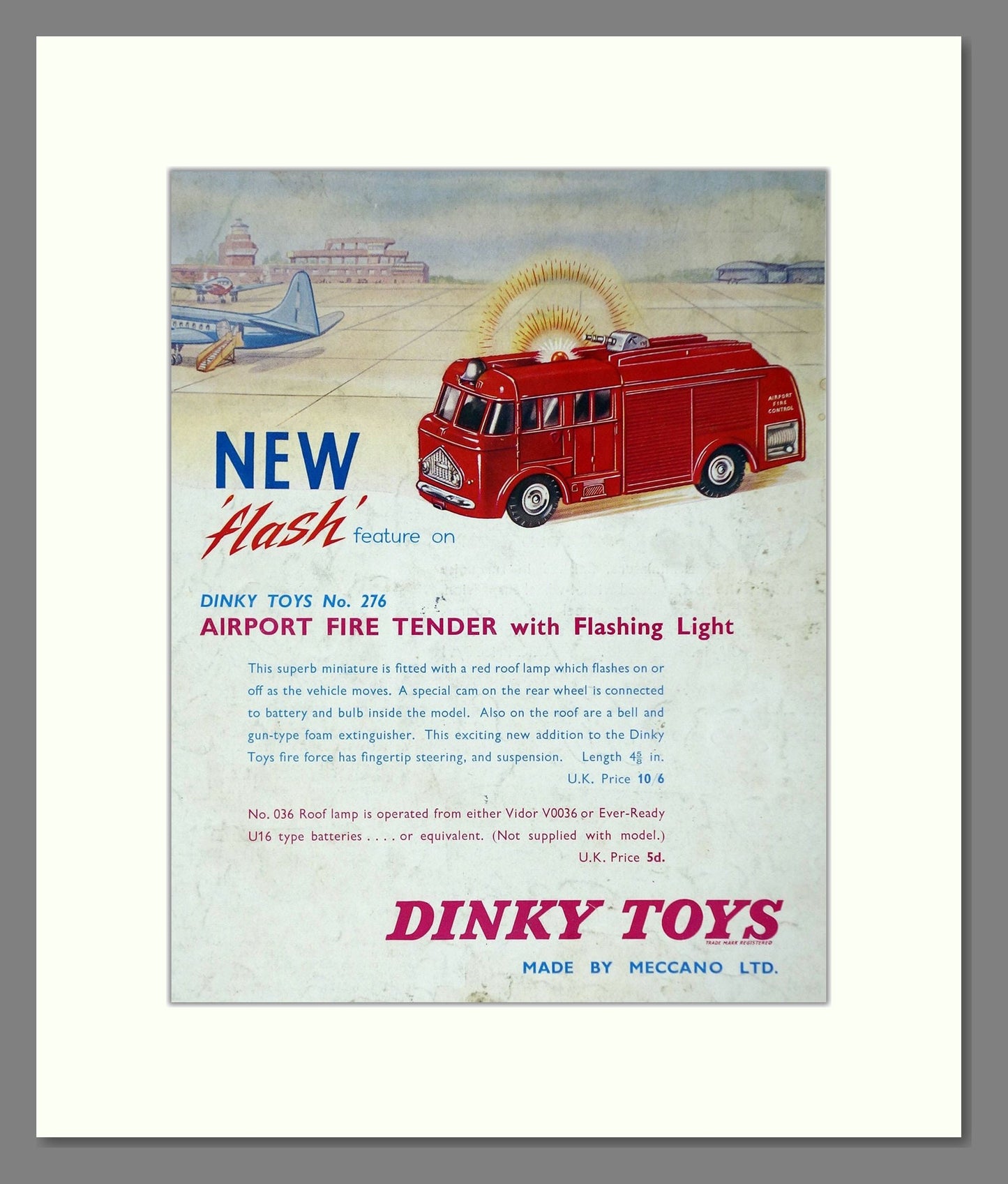 Dinky Toys - Airport Fire Tender. Vintage Advert 1962 (ref AD65678)