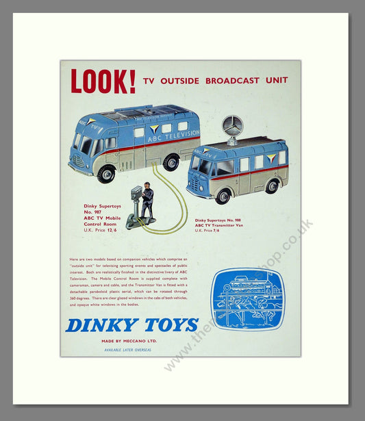Dinky Toys - Outside Broadcast Unit. Vintage Advert 1962 (ref AD65679)