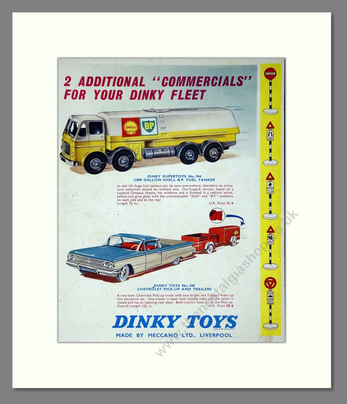 Dinky Toys - Shell Tanker / Chevrolet Pick Up. Vintage Advert 1963 (ref AD65685)