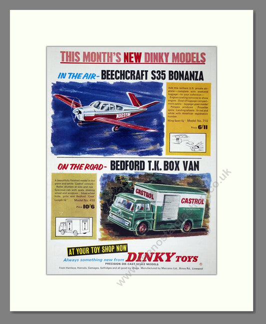 Dinky Toys - Beechcraft S35 / Bedford Box Van. Vintage Advert 1965 (ref AD65694)