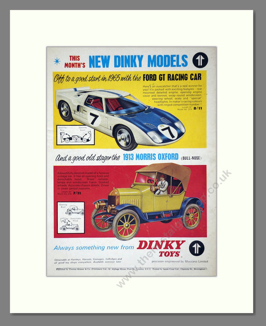 Dinky Toys - Ford GT / Morris Oxford. Vintage Advert 1965 (ref AD65699)