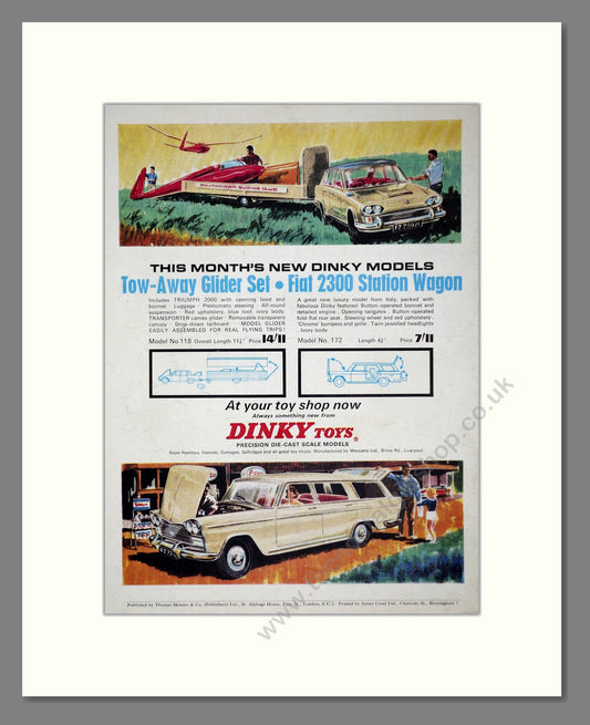 Dinky Toys - Tow-Away Glider Set / Fiat 2300 Station Wagon. Vintage Advert 1965 (ref AD65700)