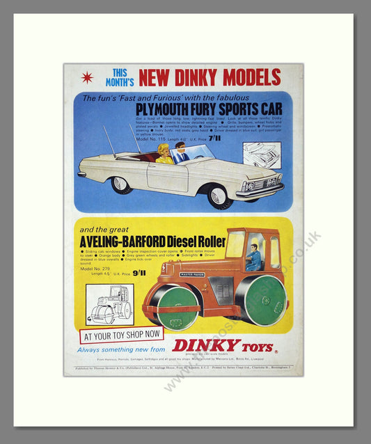 Dinky Toys - Plymouth Fury / Aveling Barford Roller. Vintage Advert 1965 (ref AD65714)