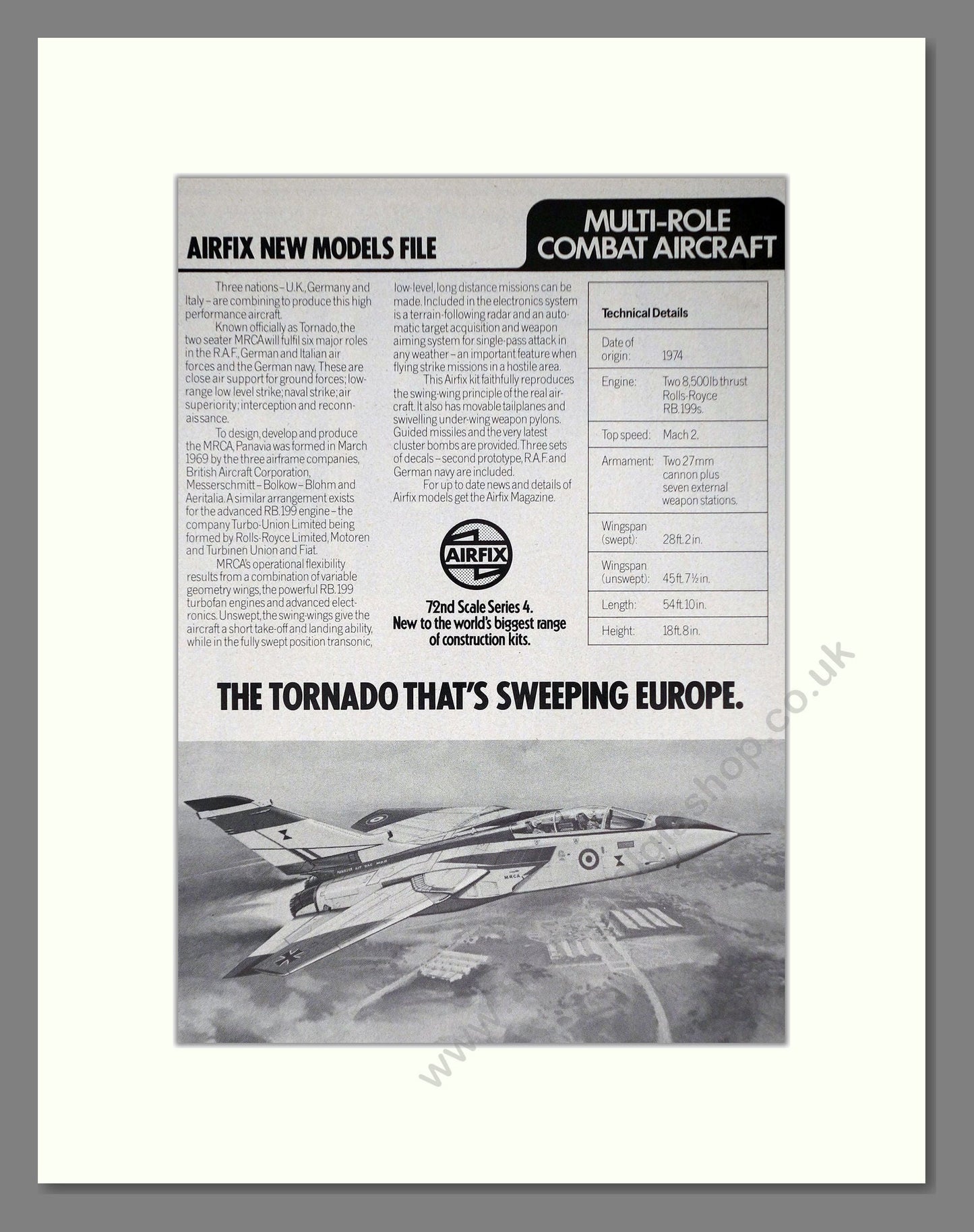 Airfix - Tornado. Vintage Advert 1975 (ref AD65843)
