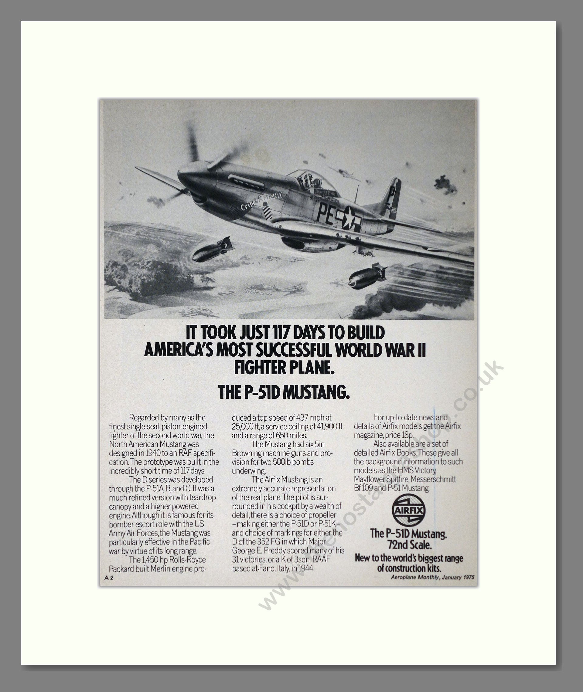Airfix - P-51D Mustang. Vintage Advert 1975 (ref AD65844)