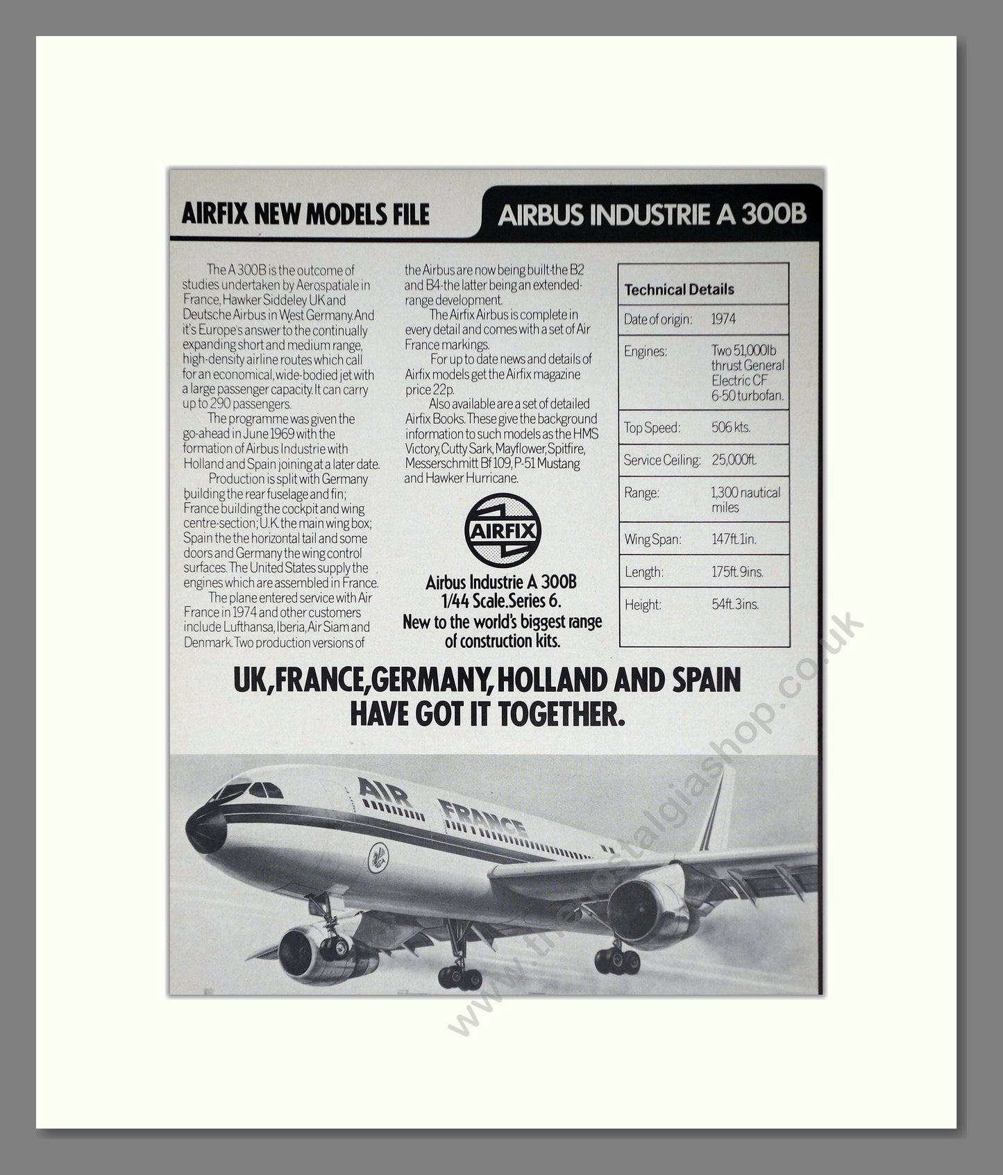 Airfix - Airbus A300B. Vintage Advert 1975 (ref AD65847)