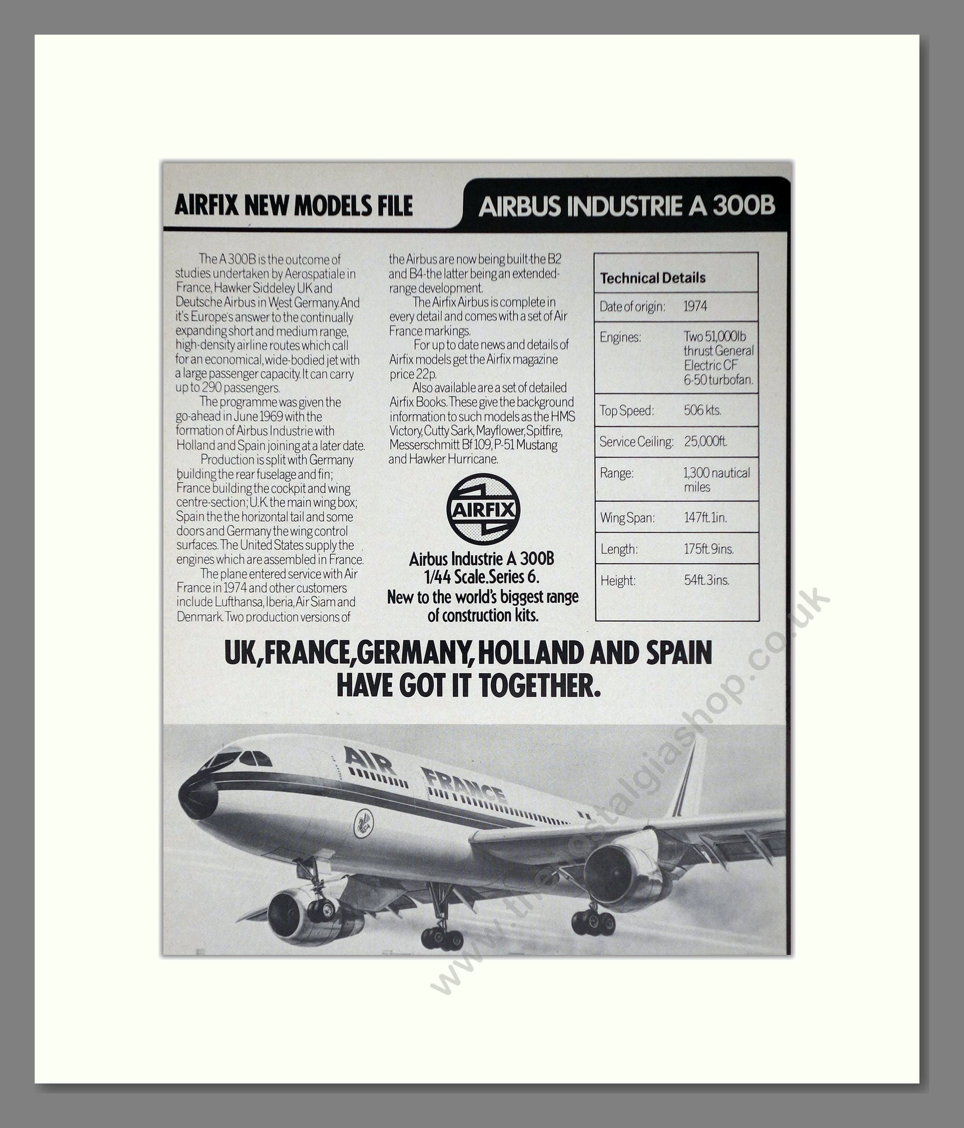Airfix - Airbus A300B. Vintage Advert 1975 (ref AD65847)