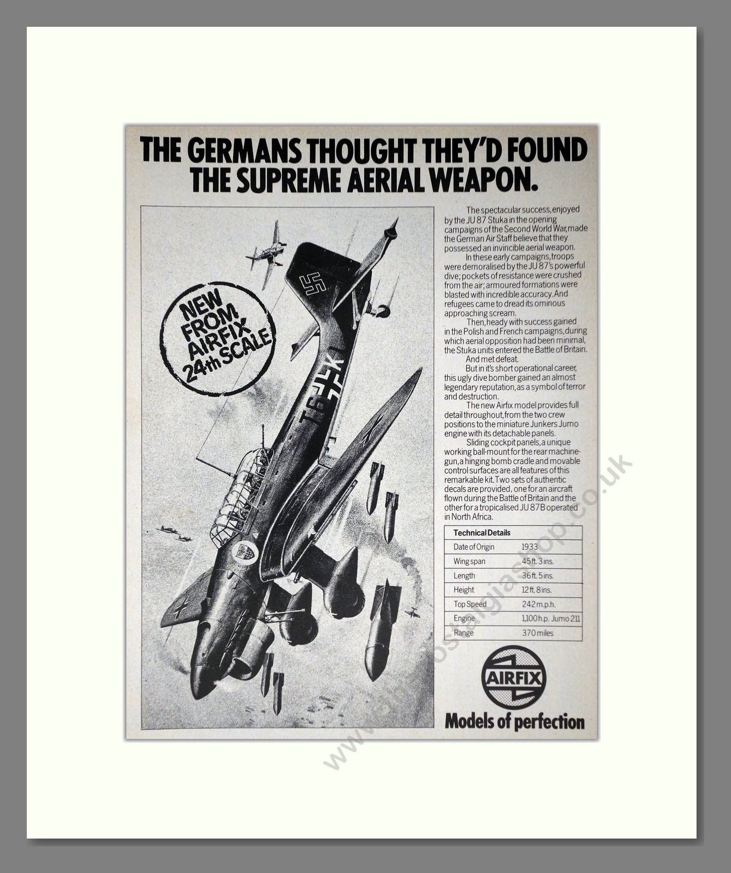 Airfix - JU 87 Stuka. Vintage Advert 1977 (ref AD65849)