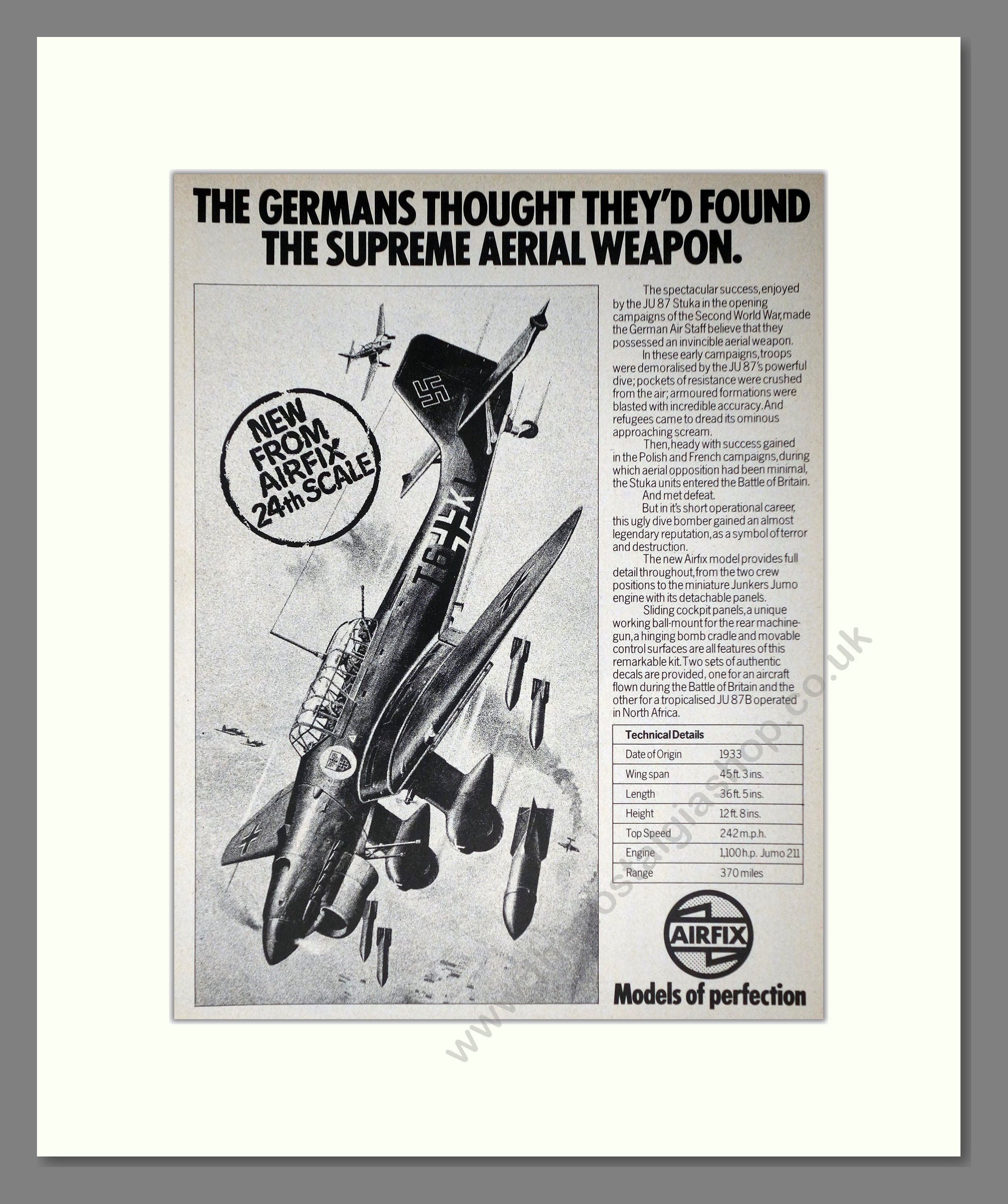 Airfix - JU 87 Stuka. Vintage Advert 1977 (ref AD65849)