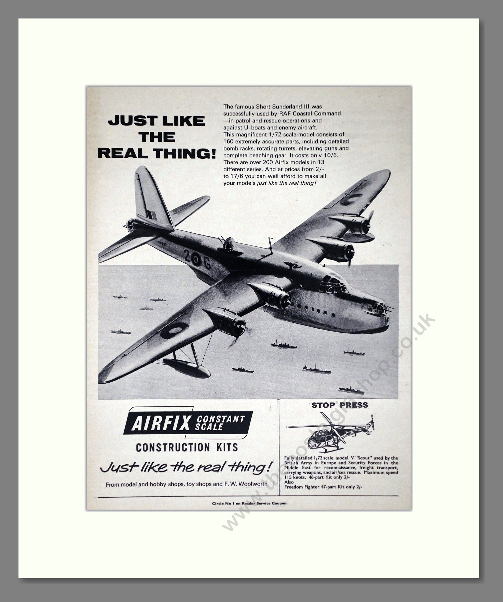 Airfix - Short Sunderland. Vintage Advert 1966 (ref AD65859)