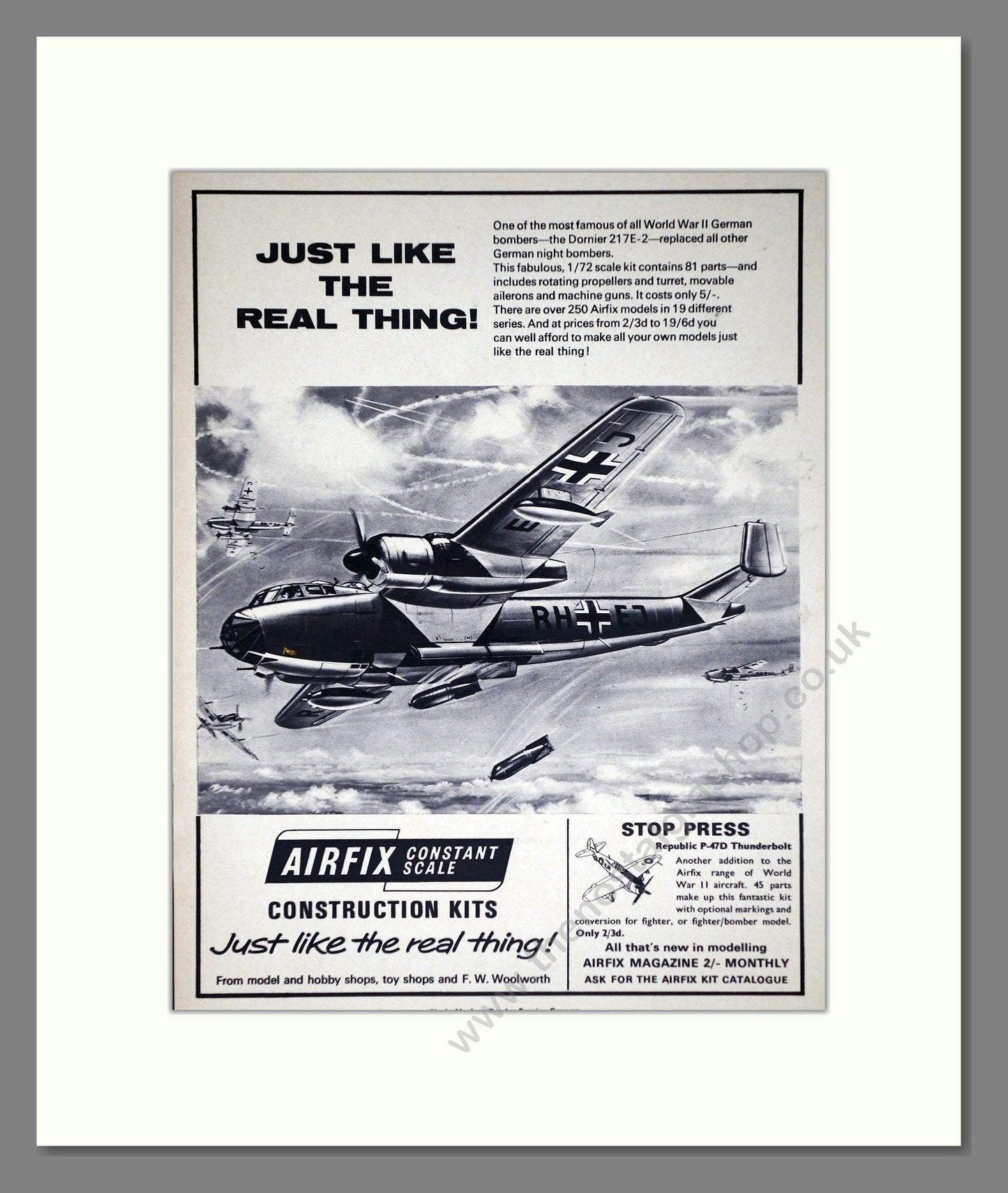 Airfix - Dornier 217E-2. Vintage Advert 1967 (ref AD65861)