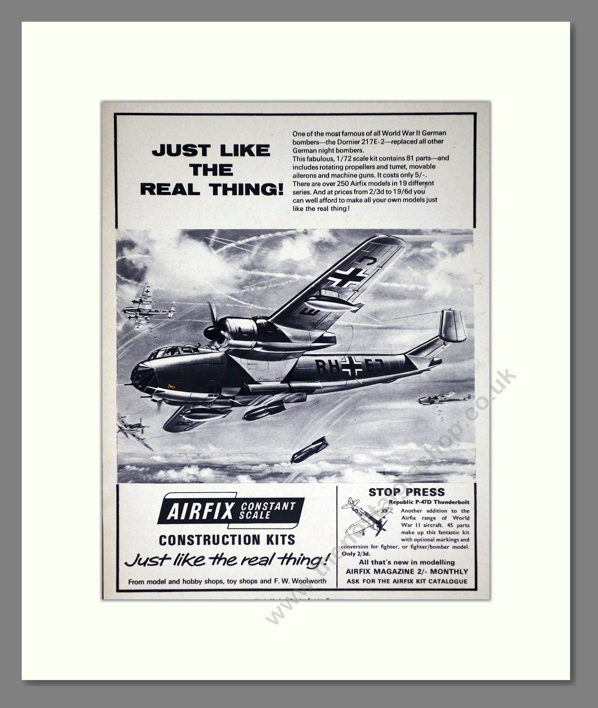 Airfix - Dornier 217E-2. Vintage Advert 1967 (ref AD65861)