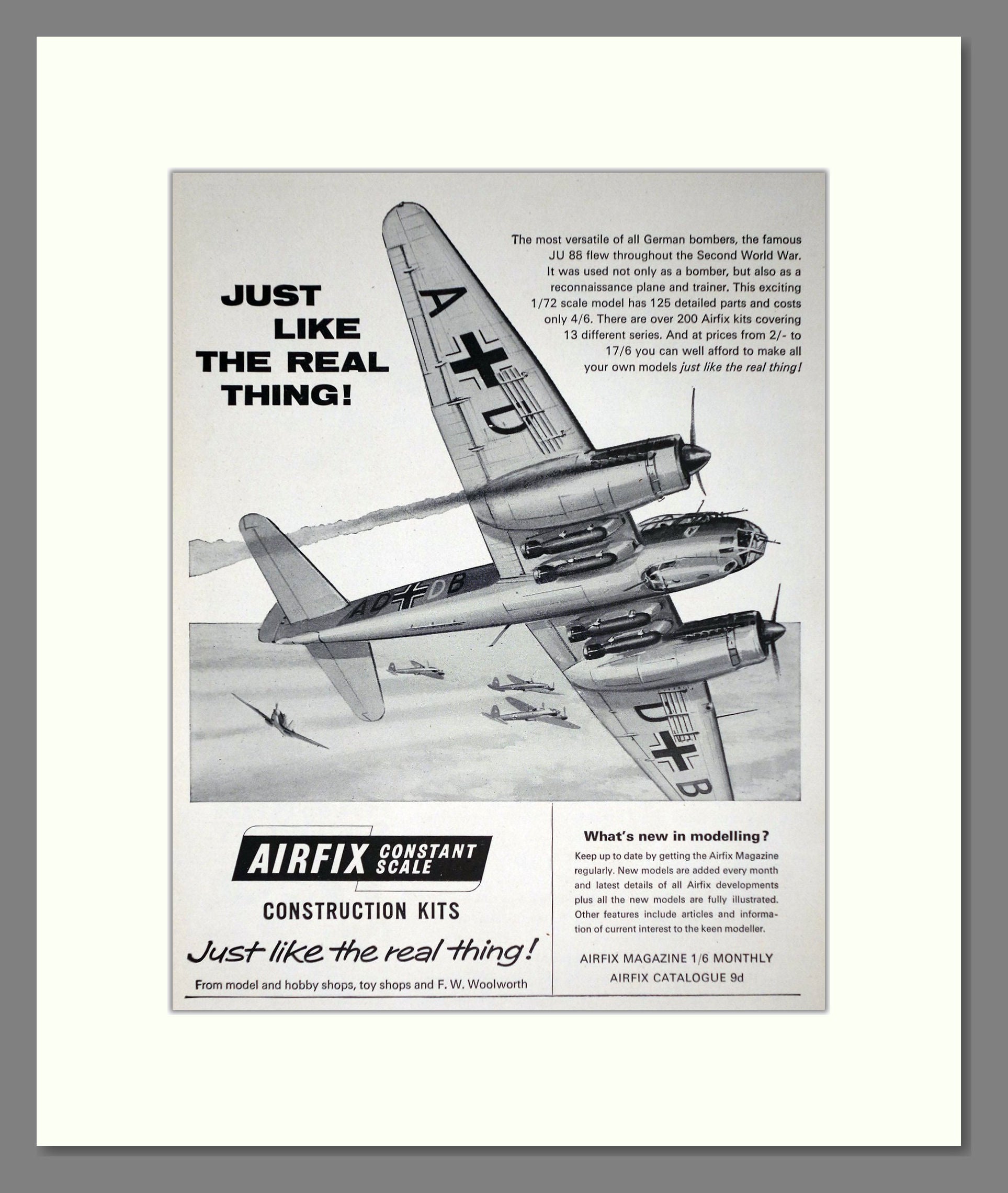Airfix - JU 88 Bomber. Vintage Advert 1965 (ref AD65865)