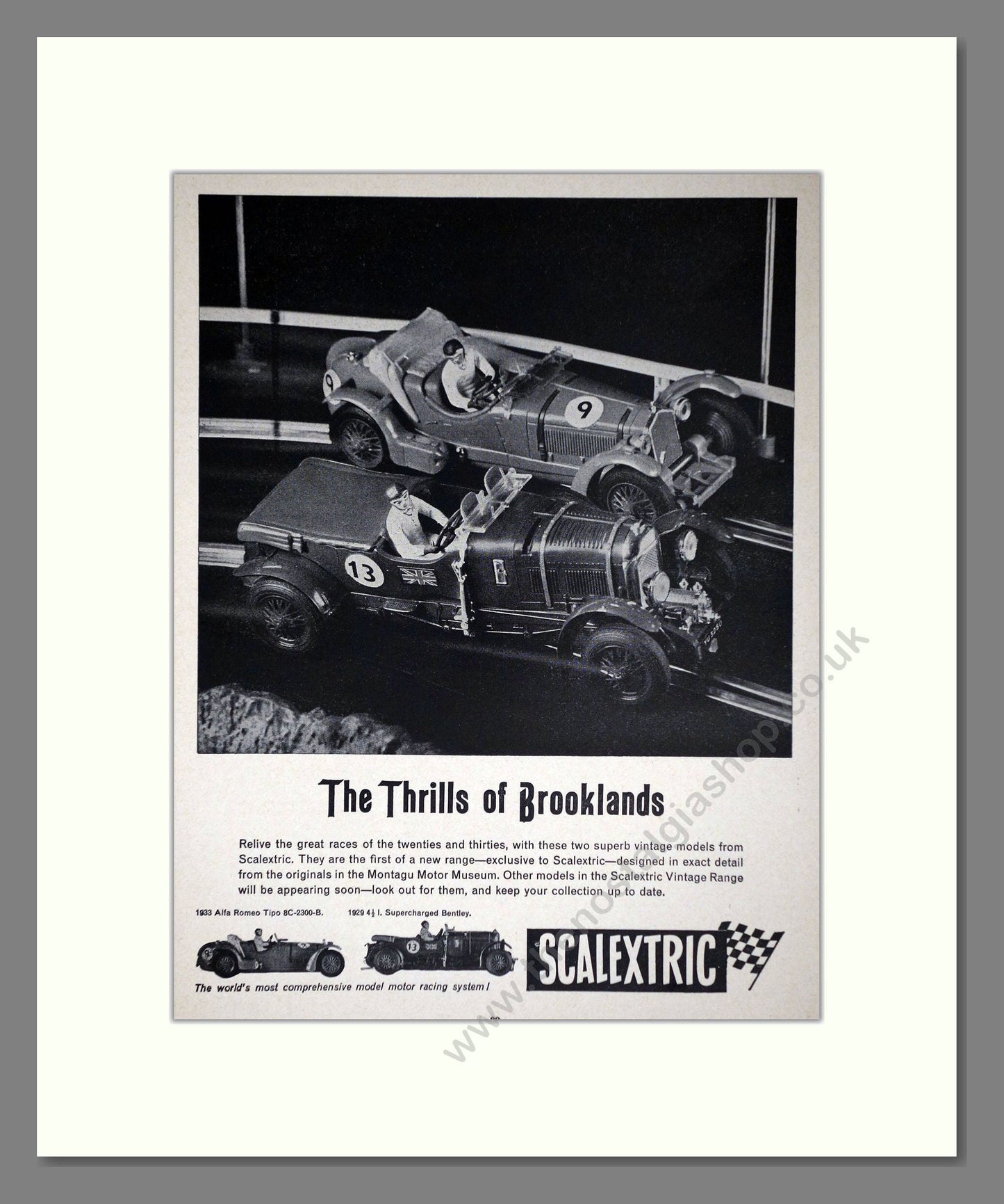 Scalextric - The Thrills Of Brooklands. Vintage Advert 1963 (ref AD65881)