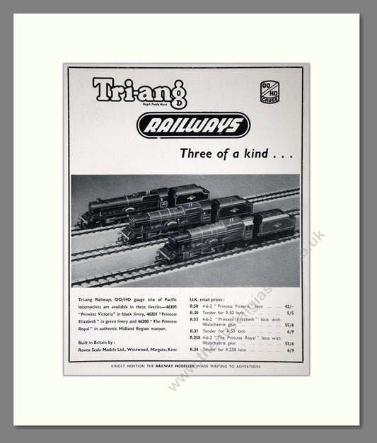Tri-ang - Model Railways Three Of A Kind. Vintage Advert 1959 (ref AD65896)