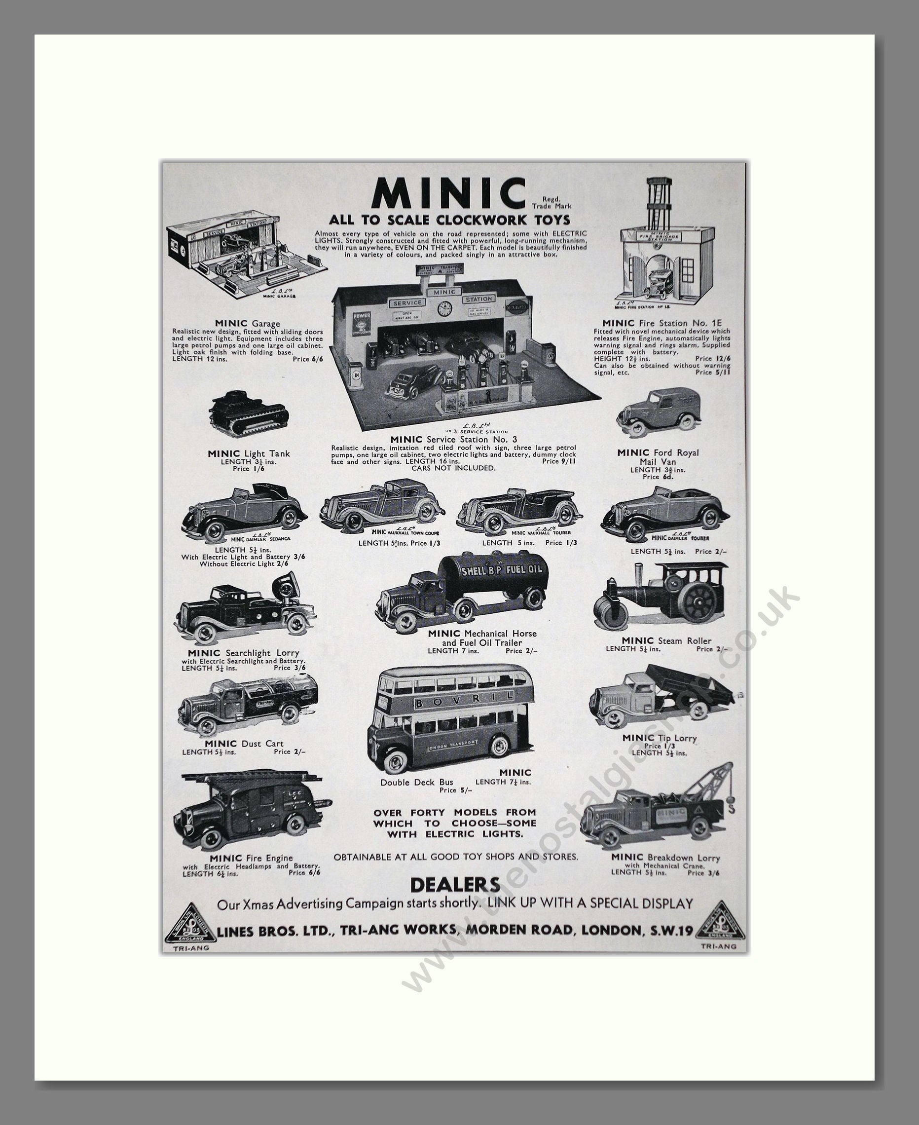 Tri-ang - Minic Clockwork Toys. Vintage Advert 1937 (ref AD65907)