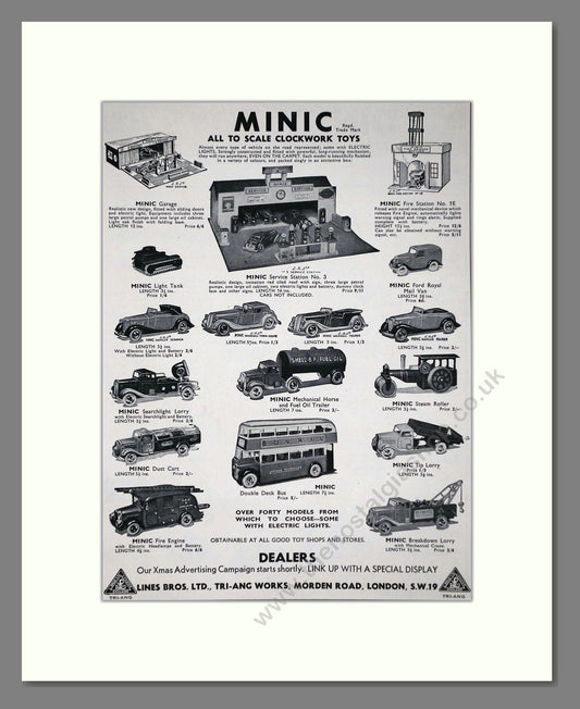 Tri-ang - Minic Clockwork Toys. Vintage Advert 1937 (ref AD65907)