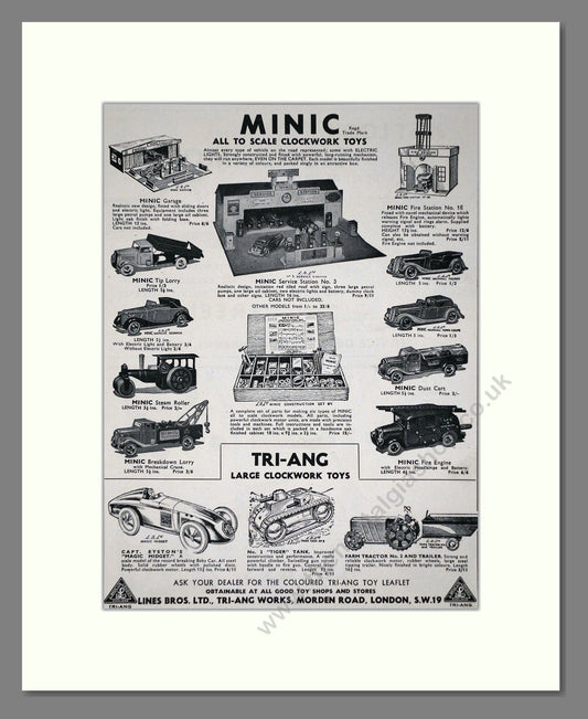 Tri-ang - Minic Clockwork Toys. Vintage Advert 1937 (ref AD65908)