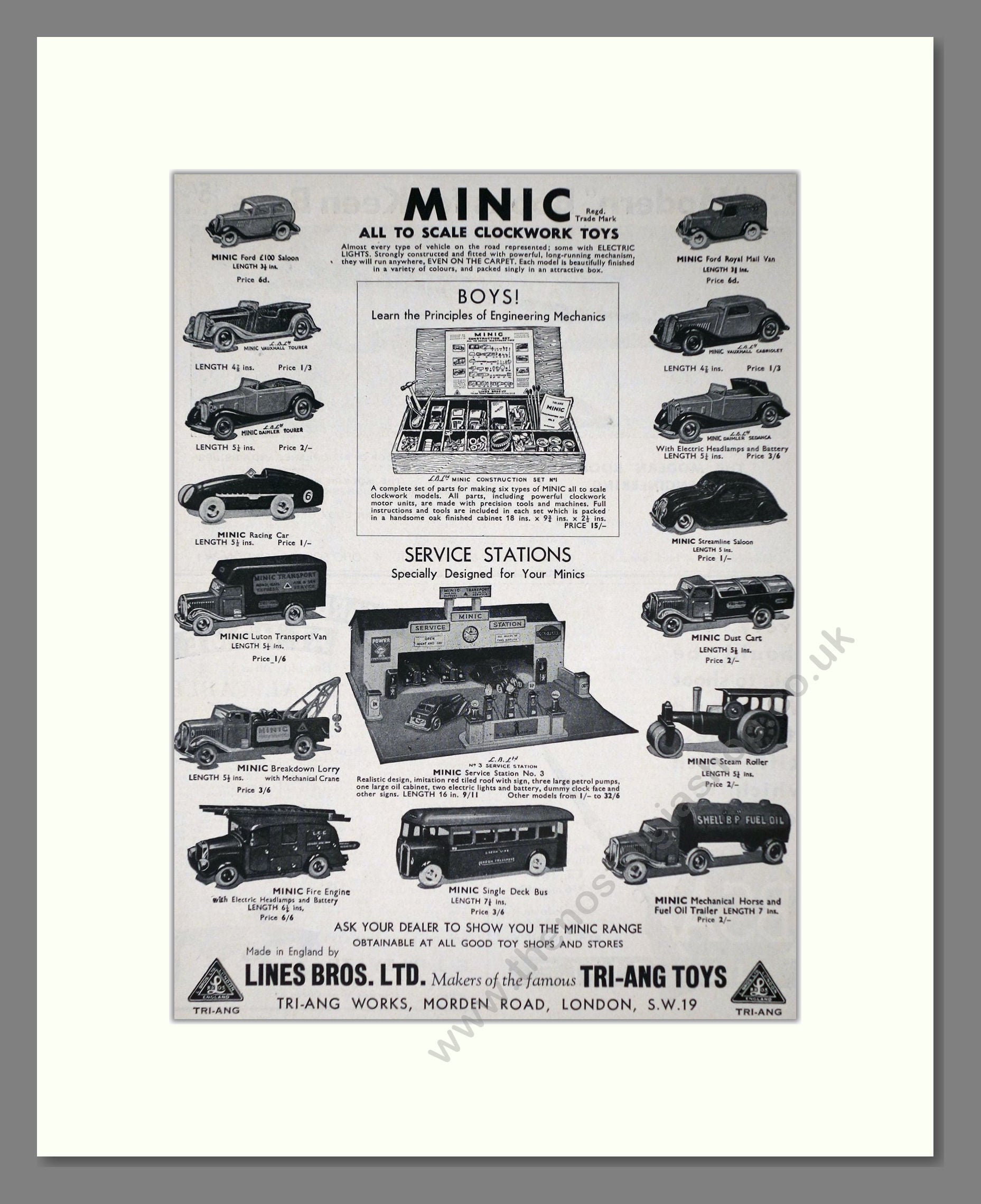 Tri-ang - Minic Clockwork Toys. Vintage Advert 1937 (ref AD65909)