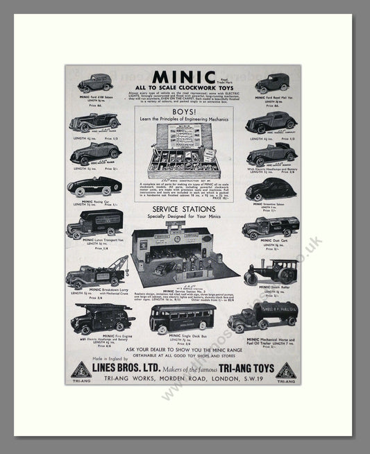 Tri-ang - Minic Clockwork Toys. Vintage Advert 1937 (ref AD65909)