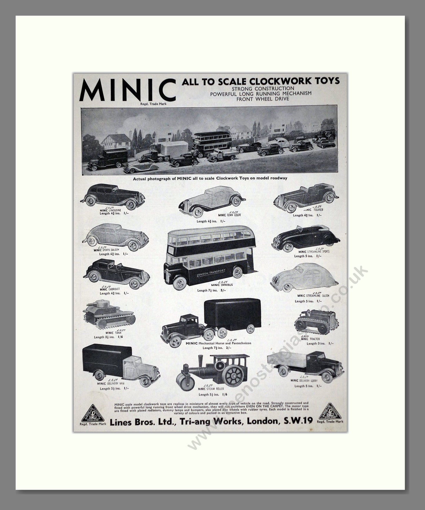 Tri-ang - Minic Clockwork Toys. Vintage Advert 1935 (ref AD65910)
