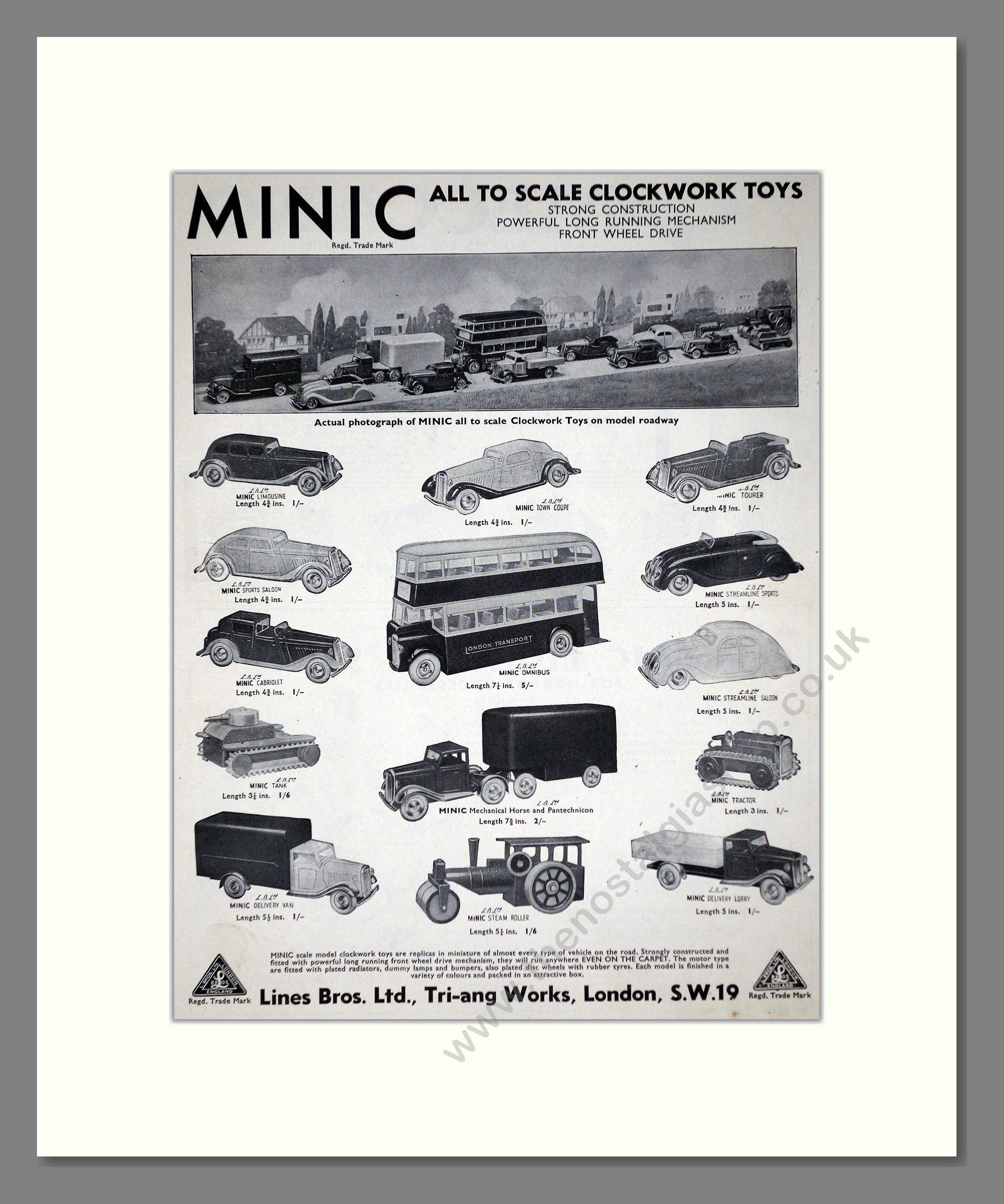 Tri-ang - Minic Clockwork Toys. Vintage Advert 1935 (ref AD65910)