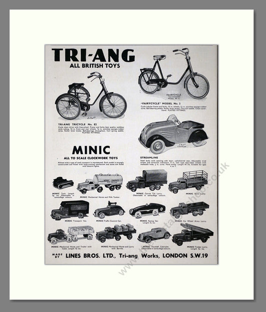 Tri-ang - Toy Cars And Bikes. Vintage Advert 1941 (ref AD65918)