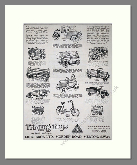 Tri-ang - Toy Cars And Bikes. Vintage Advert 1933 (ref AD65923)