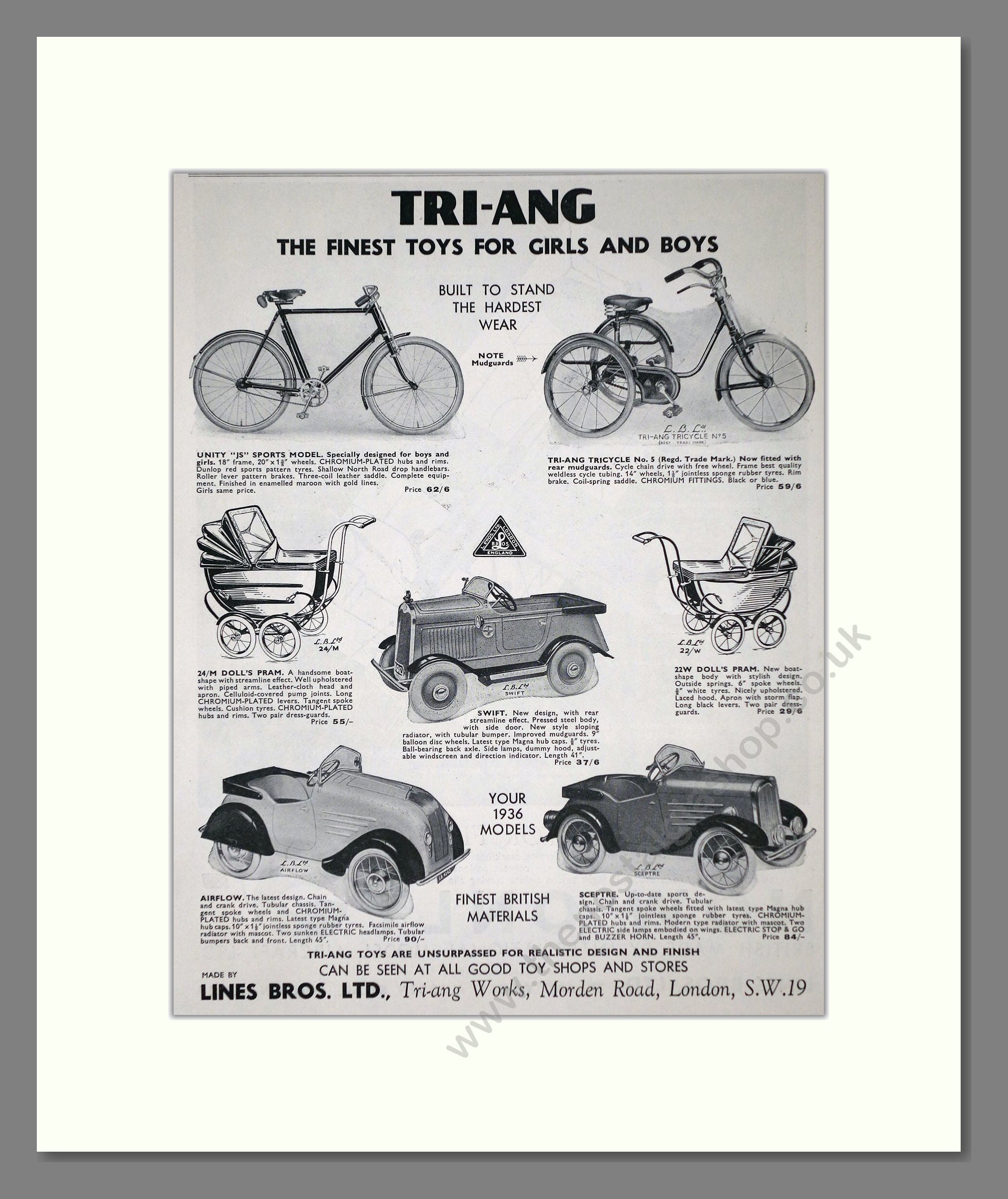 Tri-ang - Various Toys. Vintage Advert 1935 (ref AD65925)