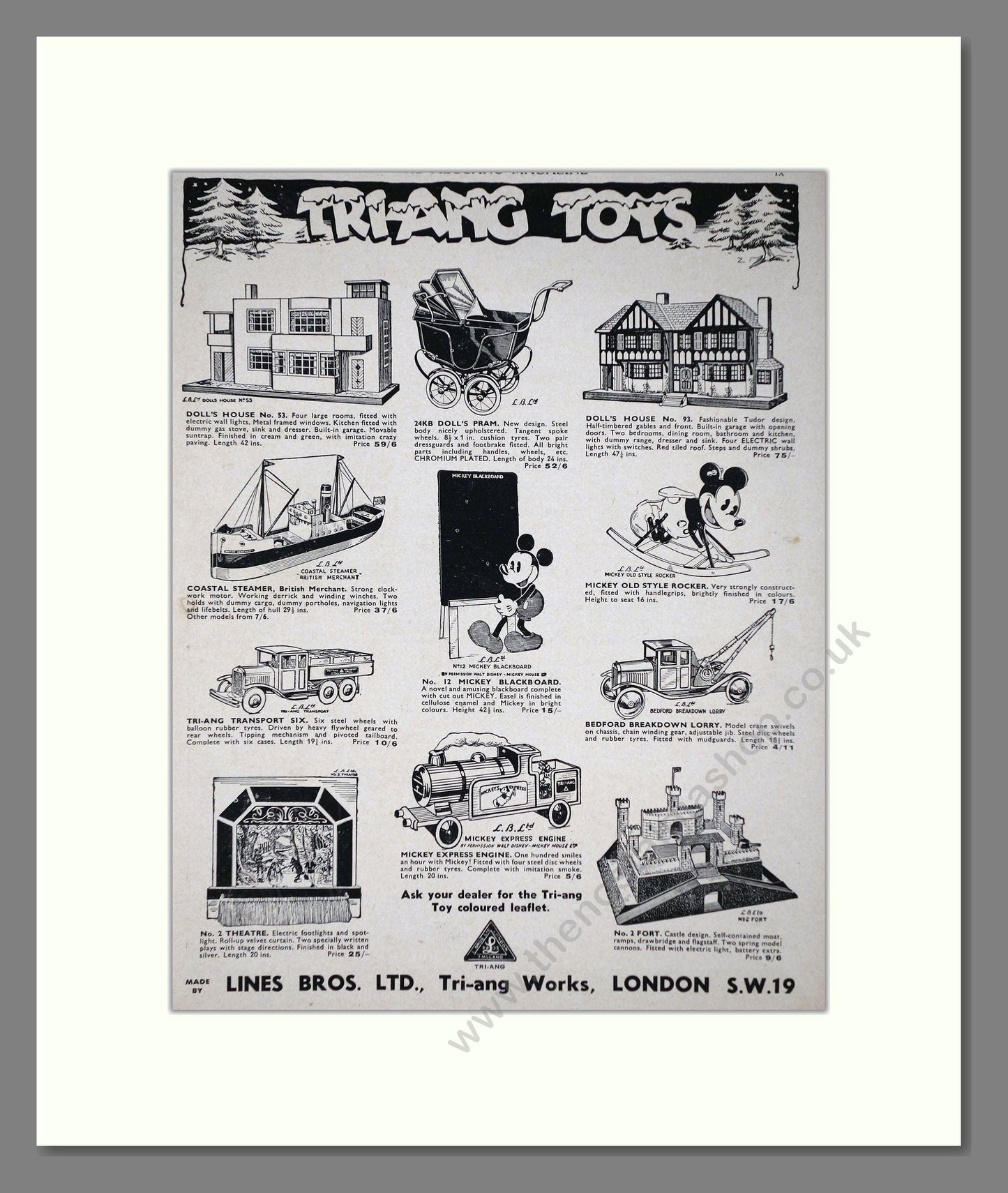 Tri-ang - Various Toys. Vintage Advert 1939 (ref AD65928)