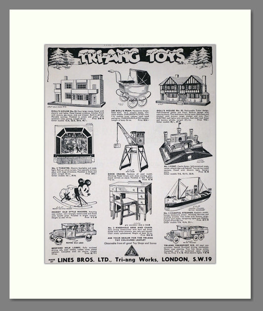Tri-ang - Various Toys. Vintage Advert 1937 (ref AD65929)
