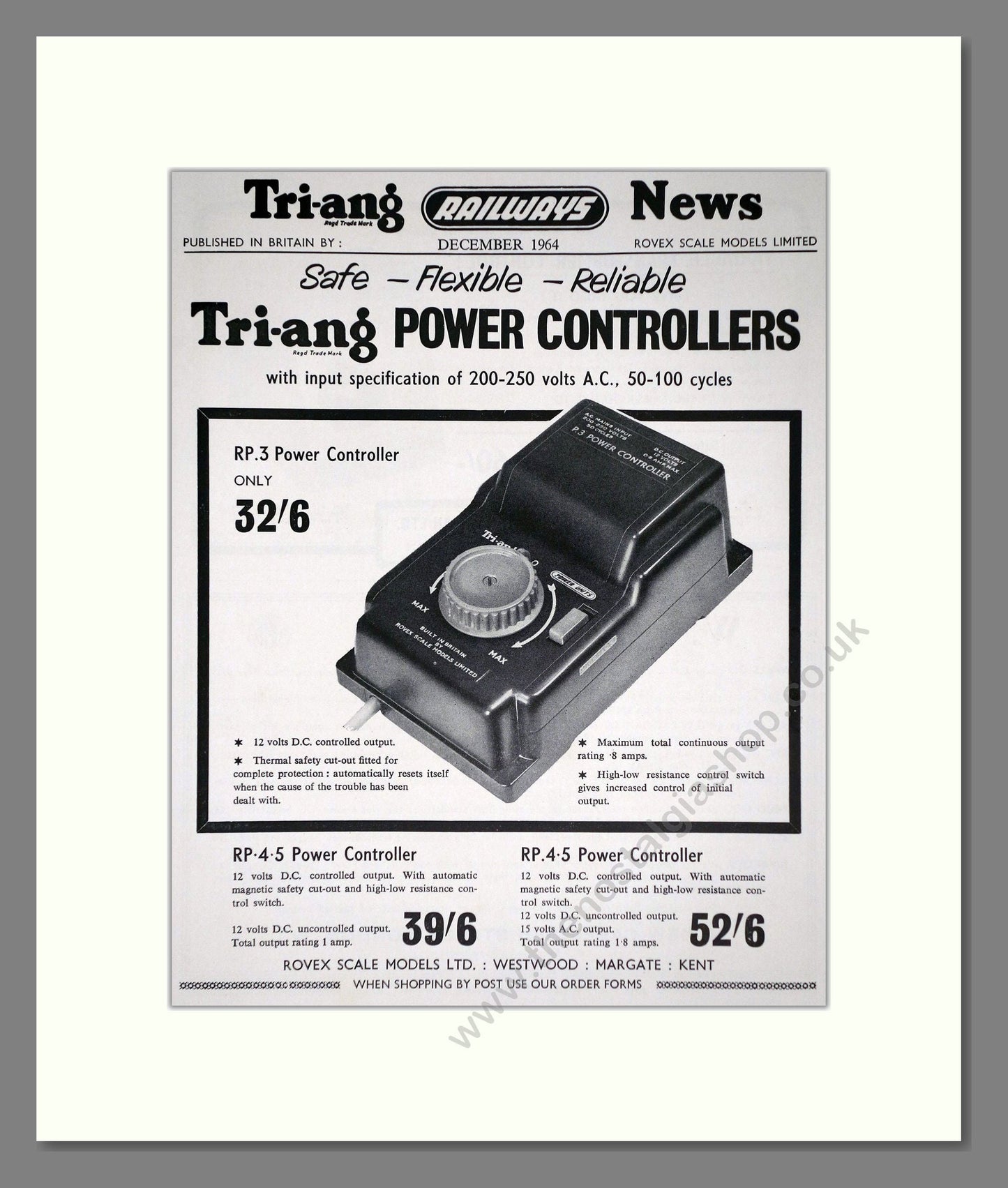 Tri-ang - Model Railways Power Controlers. Vintage Advert 1964 (ref AD65935)