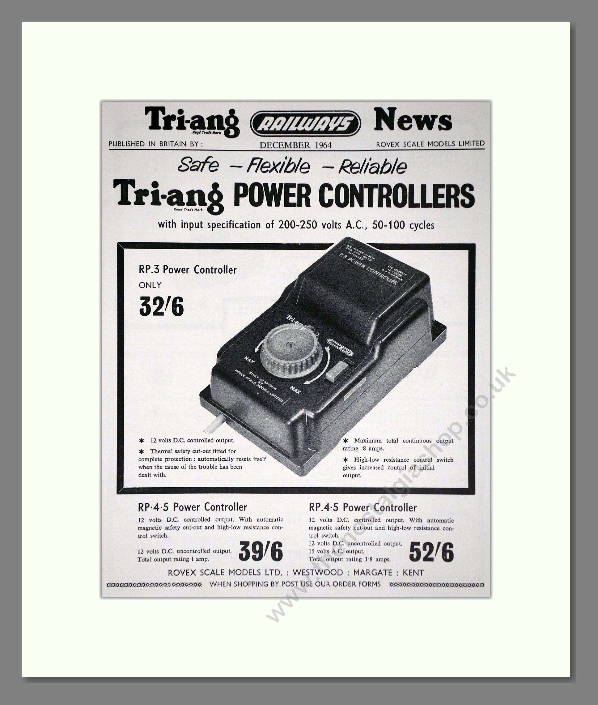 Tri-ang - Model Railways Power Controlers. Vintage Advert 1964 (ref AD65935)