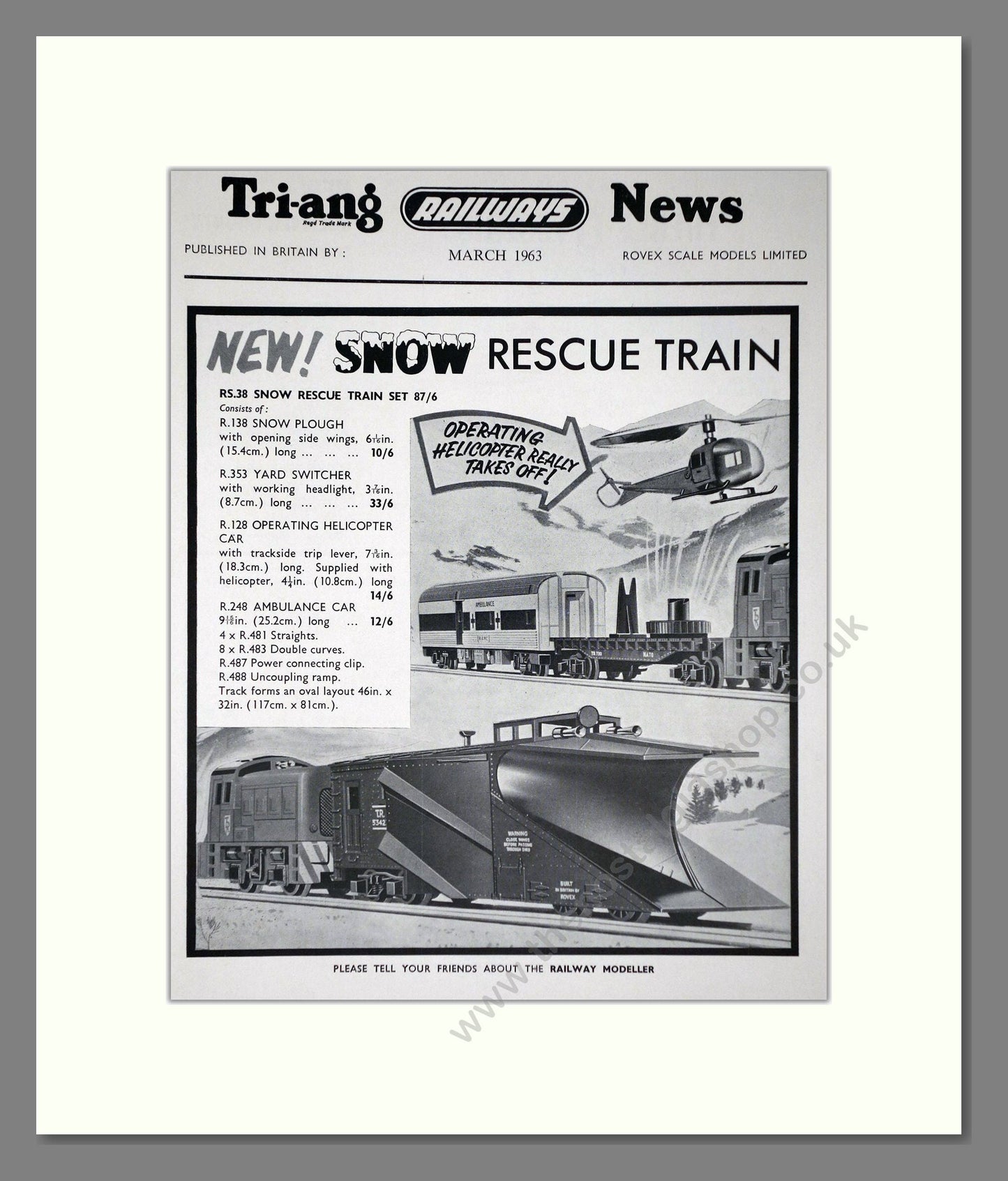 Tri-ang - Model Railways Snow Rescue Train. Vintage Advert 1963 (ref AD65939)