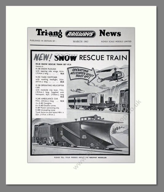 Tri-ang - Model Railways Snow Rescue Train. Vintage Advert 1963 (ref AD65939)