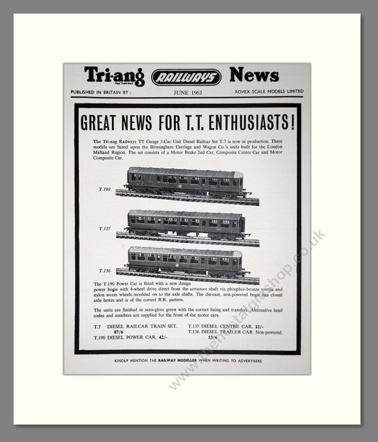 Tri-ang - Model Railways T.T Enthusiasts. Vintage Advert 1963 (ref AD65943)