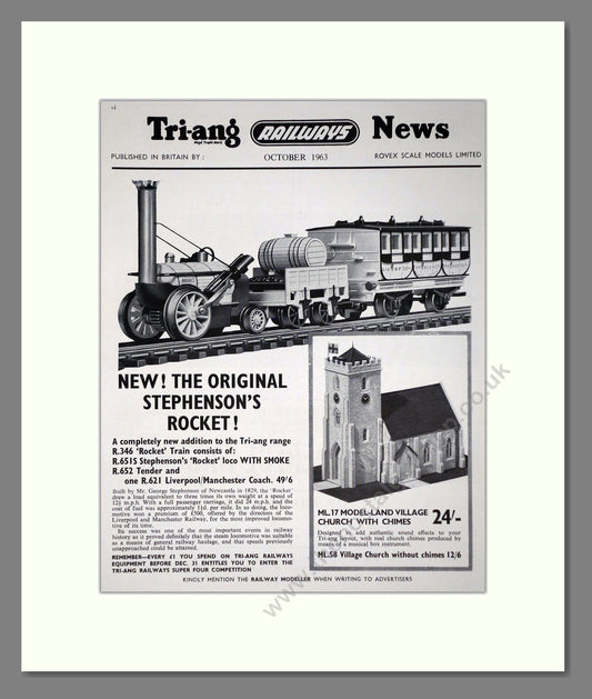 Tri-ang - Model Railways Stephensons Rocket. Vintage Advert 1963 (ref AD65945)
