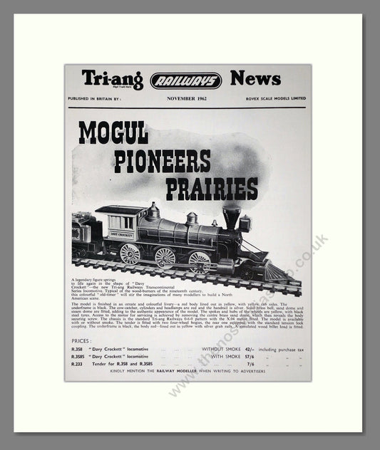 Tri-ang - Model Railways Mogul Pioneers Prairies. Vintage Advert 1962 (ref AD65946)