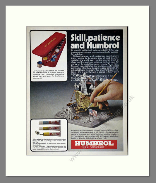 Humbrol - Skill And Patience. Vintage Advert 1972 (ref AD65949)